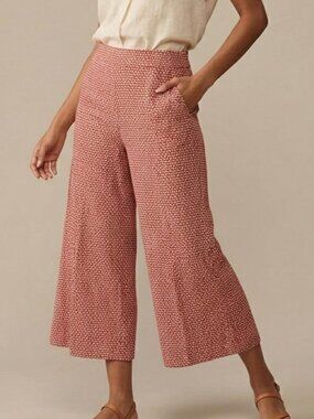 Anthropologie Maeve Red High Rise Wide Leg Bohemian Flare Lightweight Pants 4
